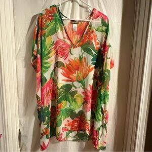 Tommy Bahama Floral Print Tunic Bathing Suit Cover-Up Womens Small Lightweight‎